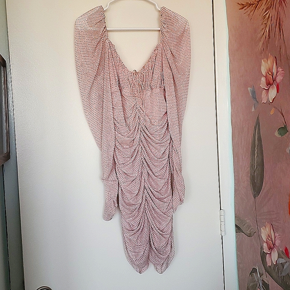 For Love and Lemons Sparkly Pink Ruffled Mini-Dress